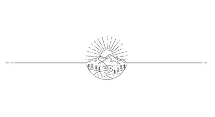 Minimalist landscape line art tattoo design