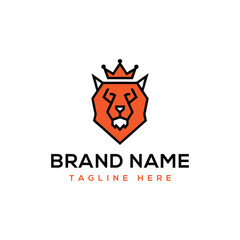 Fierce Lion Head Logo with Crown and Brand Name Placeholder king