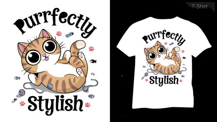 "Space is Purr-fect &ndash; Cute Astronaut Cat with Planets and Rocket T-Shirt Design"