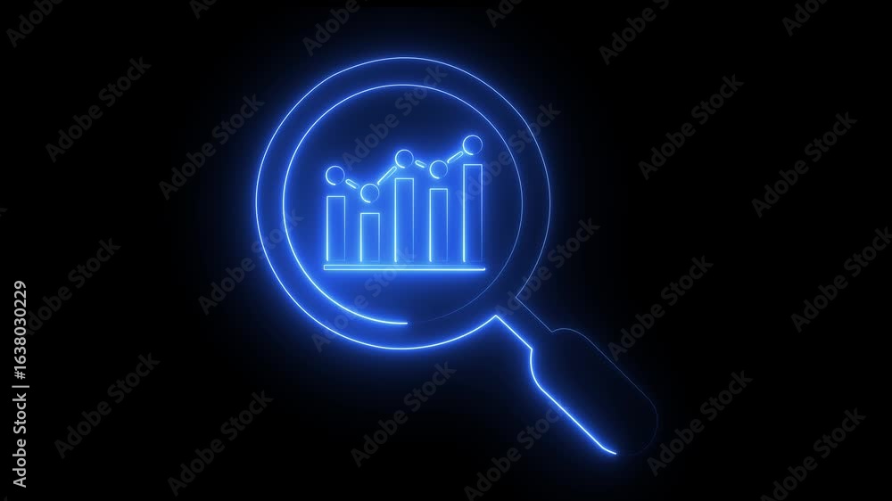 Poster glowing neon seo icon on transparent background. motion graphic animation for digital marketing and 
