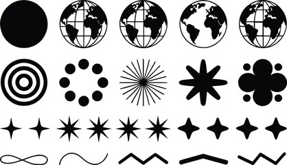 Title: "Abstract and Geometric Icons: A Vector Set of Spheres, Globes, Stars, Swirls, and Other Shapes for Technology, Science, and Design