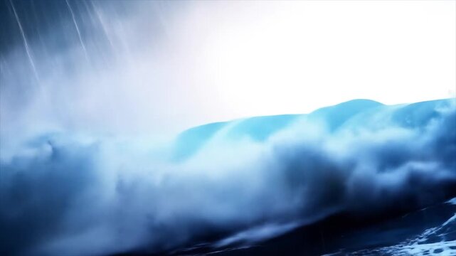 嵐で荒れる海、雨と波の動画