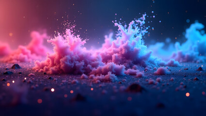 Abstract cosmic dust with neon color palette.
