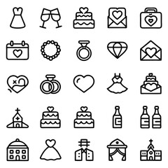 Wedding and Marriage Icons Collection bride groom