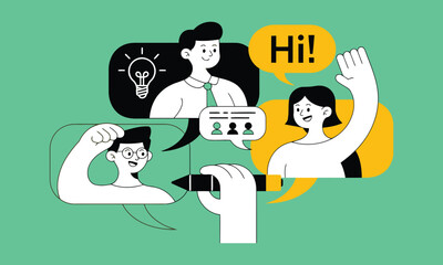 Online Meeting, Video Conference, and Business Communication: A Collaborative Team discussing Ideas and Concepts on a Virtual Call