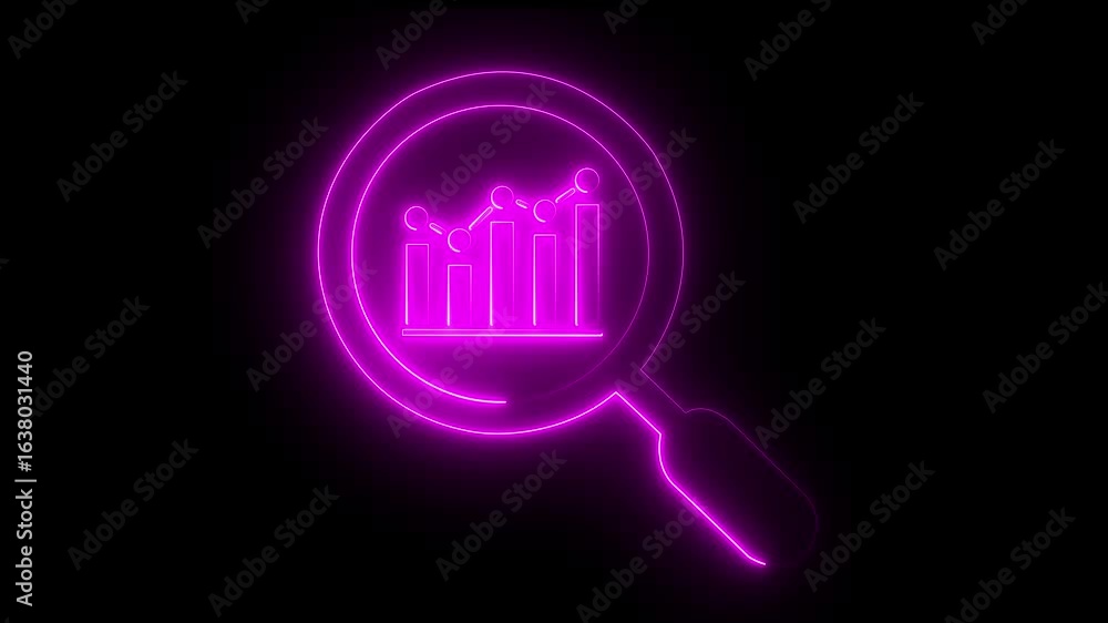 Poster glowing neon seo icon on transparent background. motion graphic animation for digital marketing and 