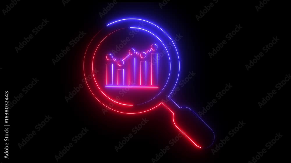 Poster glowing neon seo icon on transparent background. motion graphic animation for digital marketing and 