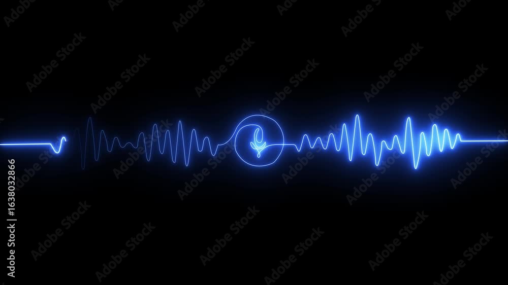 Poster abstract glowing of music player sound-bar with microphone button. record audio podcast and sound wa