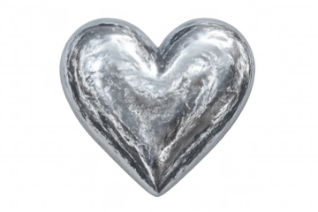 Metallic heart-shaped globe symbolizing global care, environmental connection against transparent backdrop