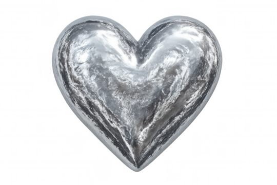 Metallic heart-shaped globe symbolizing global care, environmental connection against transparent backdrop