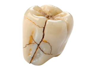 Cracked Tooth Close-Up on transparent background