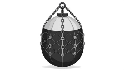 Spherical buoy with metal chains and net