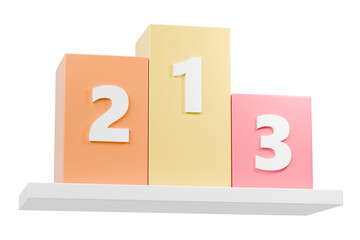 3d winner podium icon. award ceremony concept. Minimal cartoon podium with number 1 2 3 for ranking competition isolated on white background. 3d render.