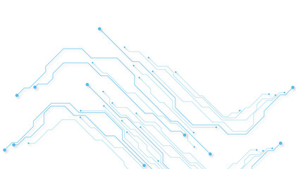 Technology blue circuit diagram on white background. High-tech circuit board connection system.Vector abstract technology on white background.