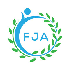 FJA letter logo. FJA blue image on white background. FJA Monogram logo design for entrepreneur and business. . FJA best Sports club logo.
