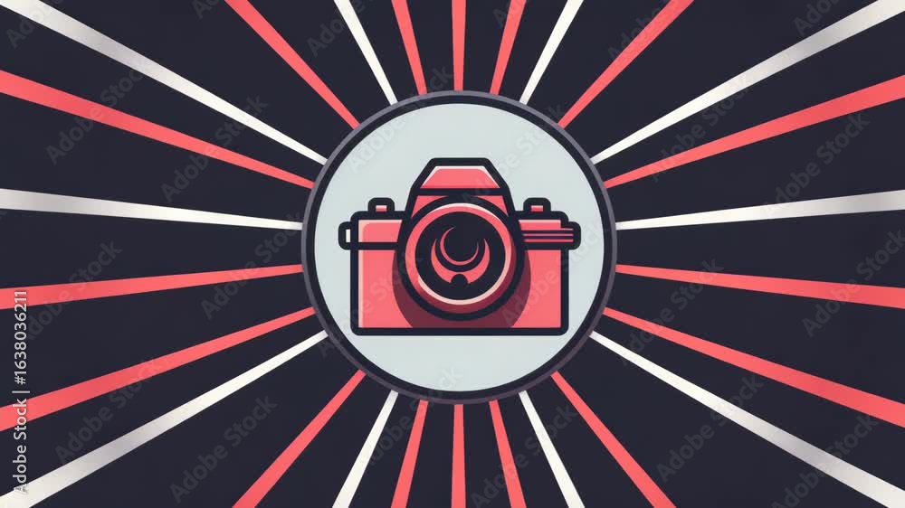 Poster centered camera with bokeh effect, artistic composition