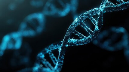 glowing blue dna strand abstract