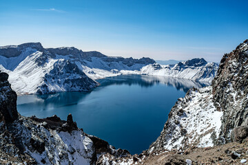 Tianchi lake in snow