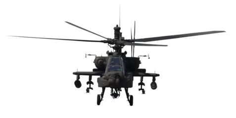 military helicopter silhouette isolated on transparent background