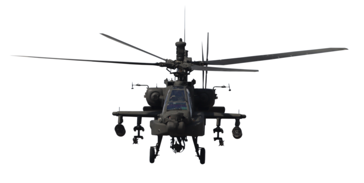 military helicopter silhouette isolated on transparent background