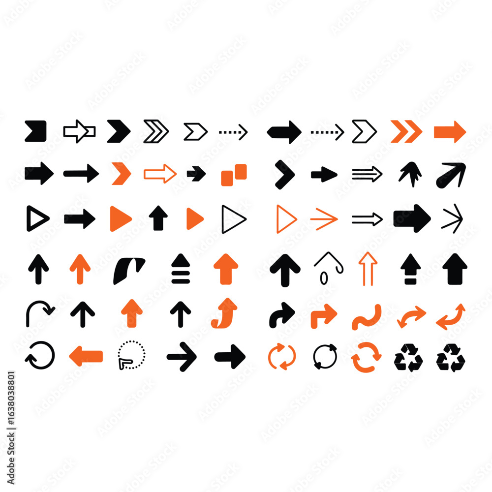 Poster set of arrow icons on white background for web design