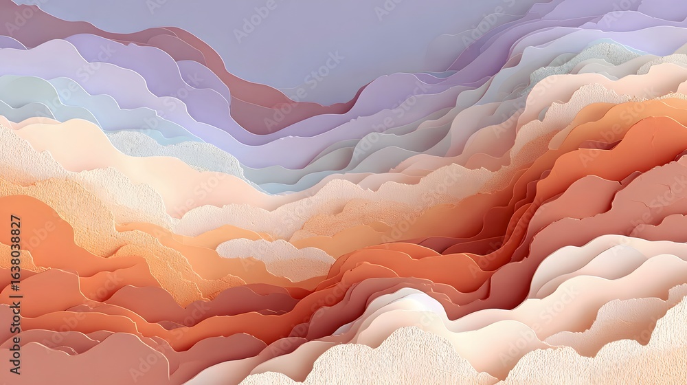 Poster layered, textured abstract design with soft color gradients.