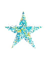 Obraz premium Star made of small triangles in various shades of blue and yellow