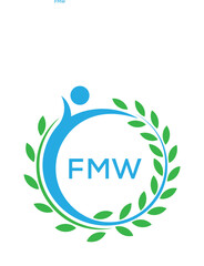 FMW letter logo. FMW blue image on white background. FMW Monogram logo design for entrepreneur and business. . FMW best Sports club logo.
