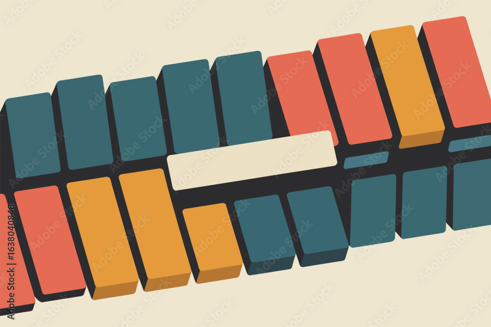 Aufkleber abstract arrangement of colorful rectangular blocks with shadows on a light background surface