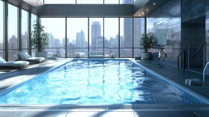 Obraz premium 3D rendering of the rooftop swimming pool