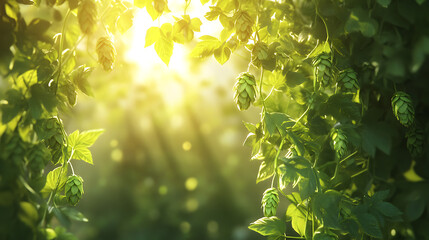 Obraz premium Hop plants under sunlight