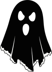 Screaming Ghost with Jagged Bottom, Spooky Halloween Icon