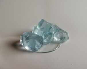 Blue Crystal Stones on Soft Surface Displaying Natural Beauty
