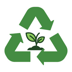 Recycling Symbol with Growing Plant Representing Environmental Sustainability and Green Living