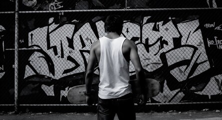 Urban Skateboarder Graffiti Art Street Style Photography