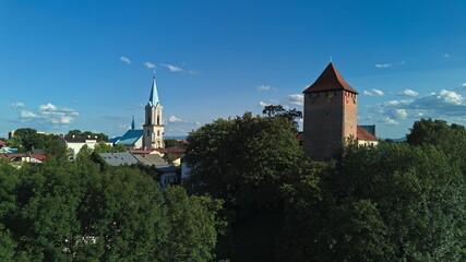 Castle Tower and Church in Oświęcim, Poland