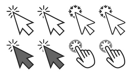 Collection of Clickable Cursors and Hand Pointers for Digital Interfaces.
