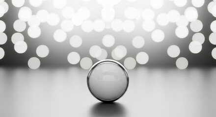 Elegant Silver Ring with White Gemstone on a Sparkling Bokeh Background - Perfect for Jewelry Advertisement or Wedding Invitation Design