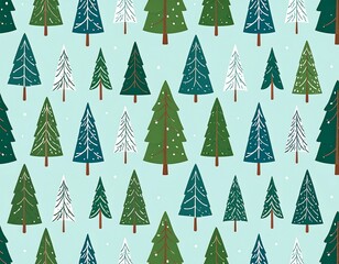 Obraz premium Snowy Christmas tree pattern