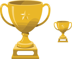 Golden trophy illustration, award cup vector, sports achievement symbol, championship prize, 
