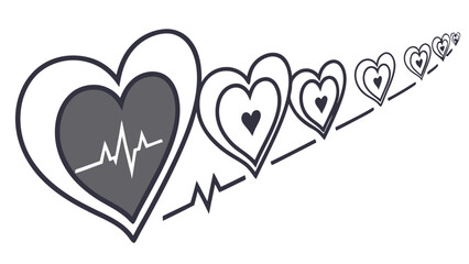 Heartbeat and Hearts Progression Representing Health and Vitality.