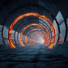 Obraz premium glowing orange tunnel futuristic design