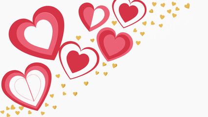 Romantic Hearts and Golden Accents for Valentines Day Design.