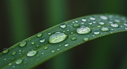 Close-up of a vibrant green leaf covered in glistening water droplets, showcasing the beauty of nature and the delicate balance of the environment.