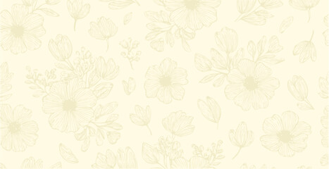 Floral print pattern background in provance style, floral background. Pastel tones vintage style wallpaper in vector.