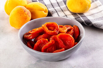 Dry sweet ripe apricots heap