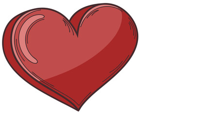 Stylized Red Heart Illustration with Outlined Details and Shadows.