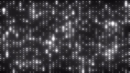 Abstract glowing disco background of white neon flashing lights seamless motion. Silver LED lights wall for disco party, night club, music video, and fashion event. Vibrant disco lights VJ loop. 4k. - Powered by Adobe