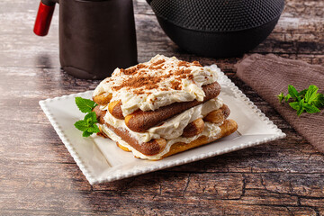 Delicous Tiramisu cake with cream