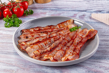 Fried pork bacon for breakfast